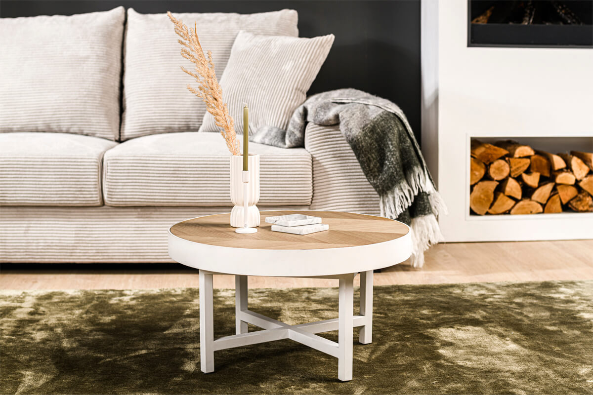 Haluta - Ronde Eikenhouten Salontafel Stanley - 74 x 74 x 44 cm - Naturel - Afbeelding 5