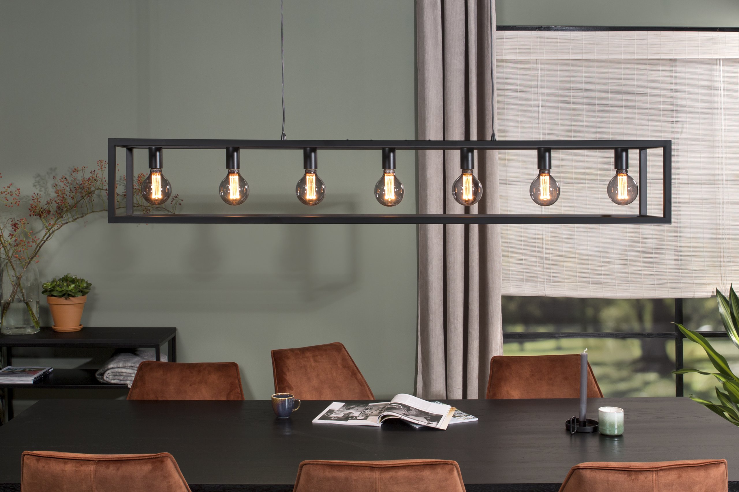 Haluta Hanglamp - 168 x 25 x 160 cm - 7-lichts - Zwart - Afbeelding 2