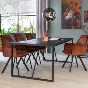 Haluta - Rechthoekige Teak Eetkamertafel Eloise - 160 x 90 x 76 cm - Zwart