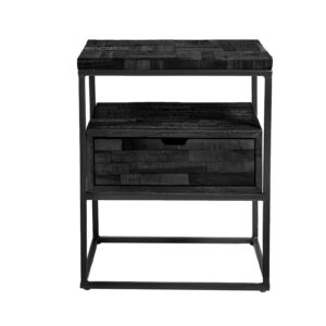 Haluta Nachtkastje - 45 x 35 x 55 cm - Grey Block - Zwart