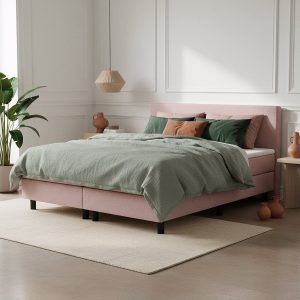 Boxspring roze in een trendy slaapkamer
