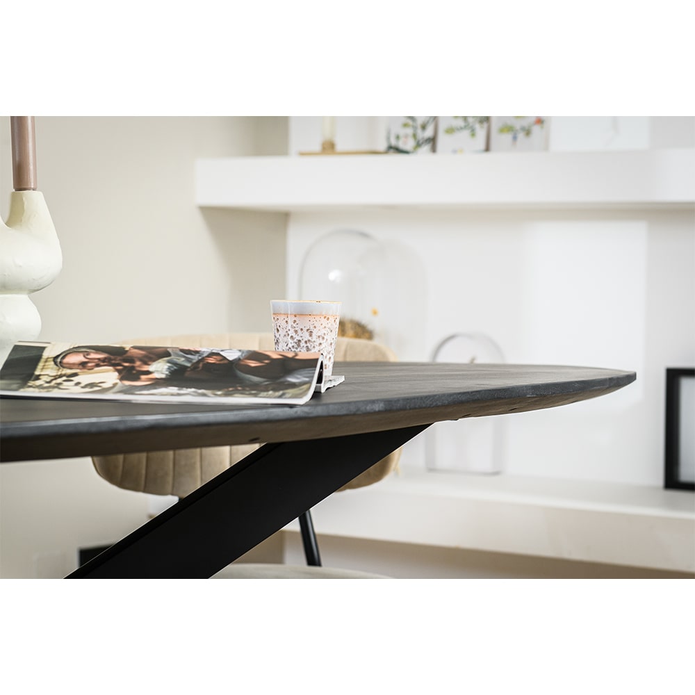 Haluta - Ovale Mango Eetkamertafel Bart - 230 x 110 x 76 cm - Zwart - Afbeelding 2