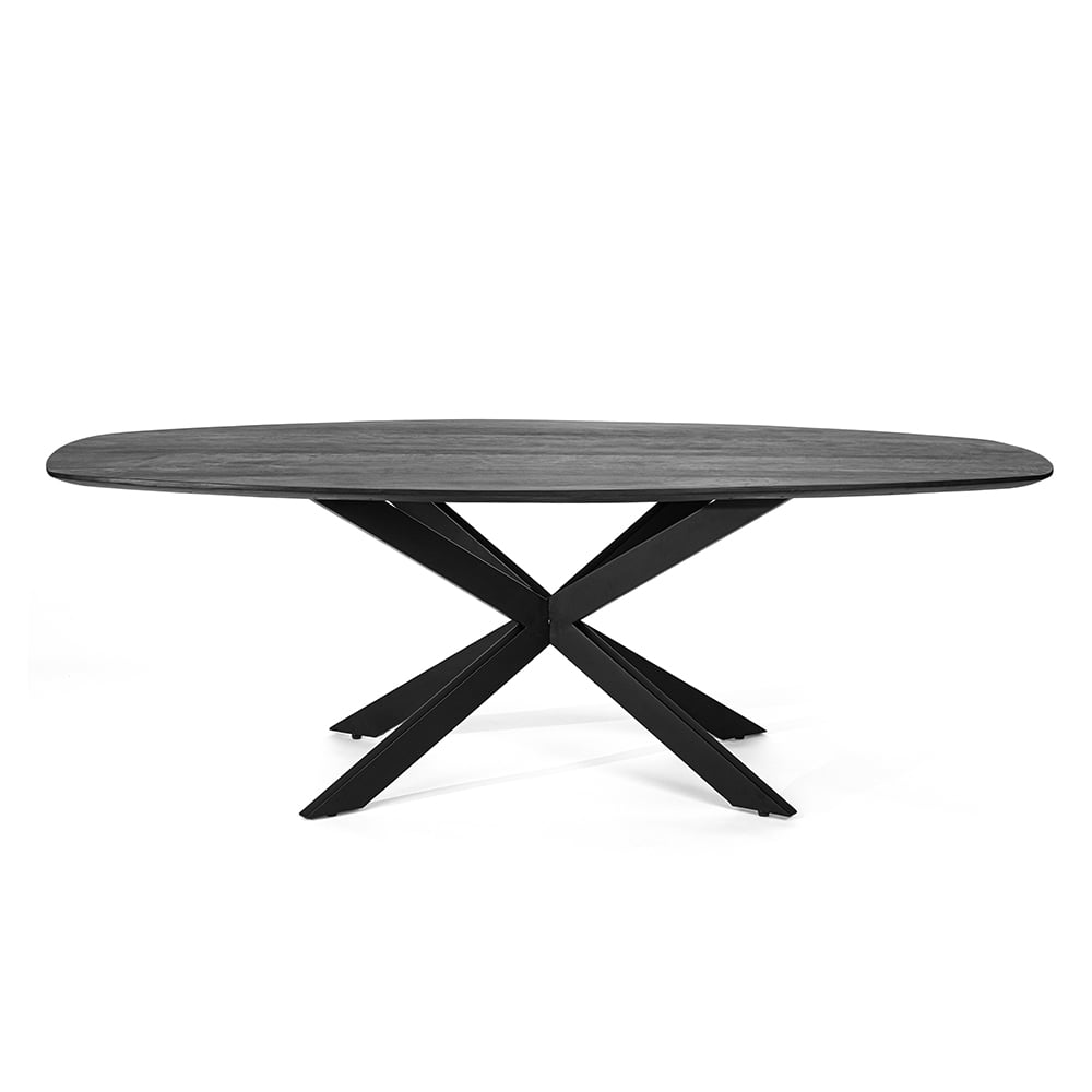 Haluta - Ovale Mango Eetkamertafel Bart - 230 x 110 x 76 cm - Zwart - Afbeelding 3