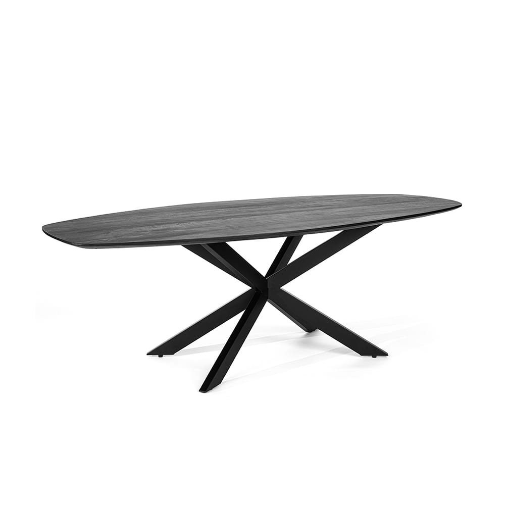 Haluta - Ovale Mango Eetkamertafel Bart - 230 x 110 x 76 cm - Zwart - Afbeelding 5