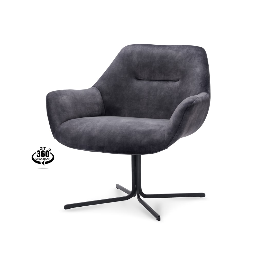 Haluta Relax Fauteuil Astrit - Draaibaar - Antraciet