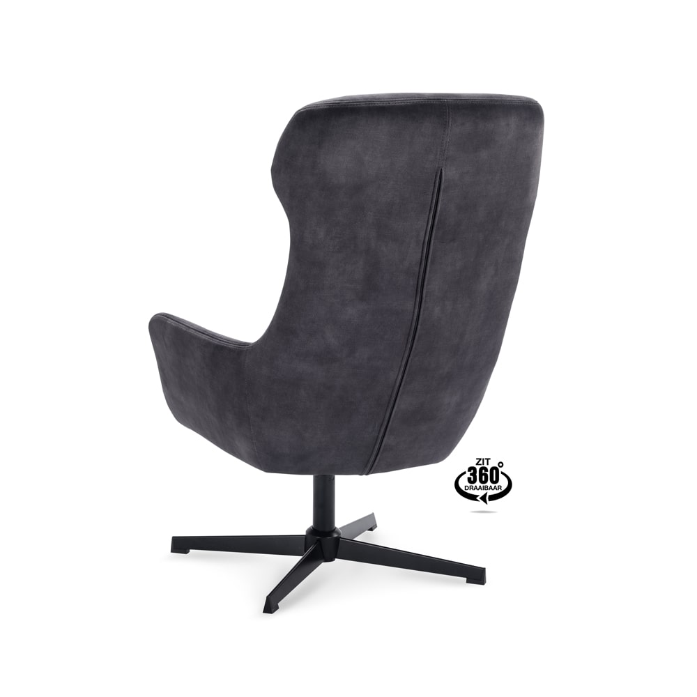 Haluta Relax Fauteuil Hugo - Draaibaar - Antraciet - Afbeelding 4