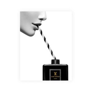 Glasschilderij - Louis Vuitton Drankje - 60 x 80 x 0,4 cm