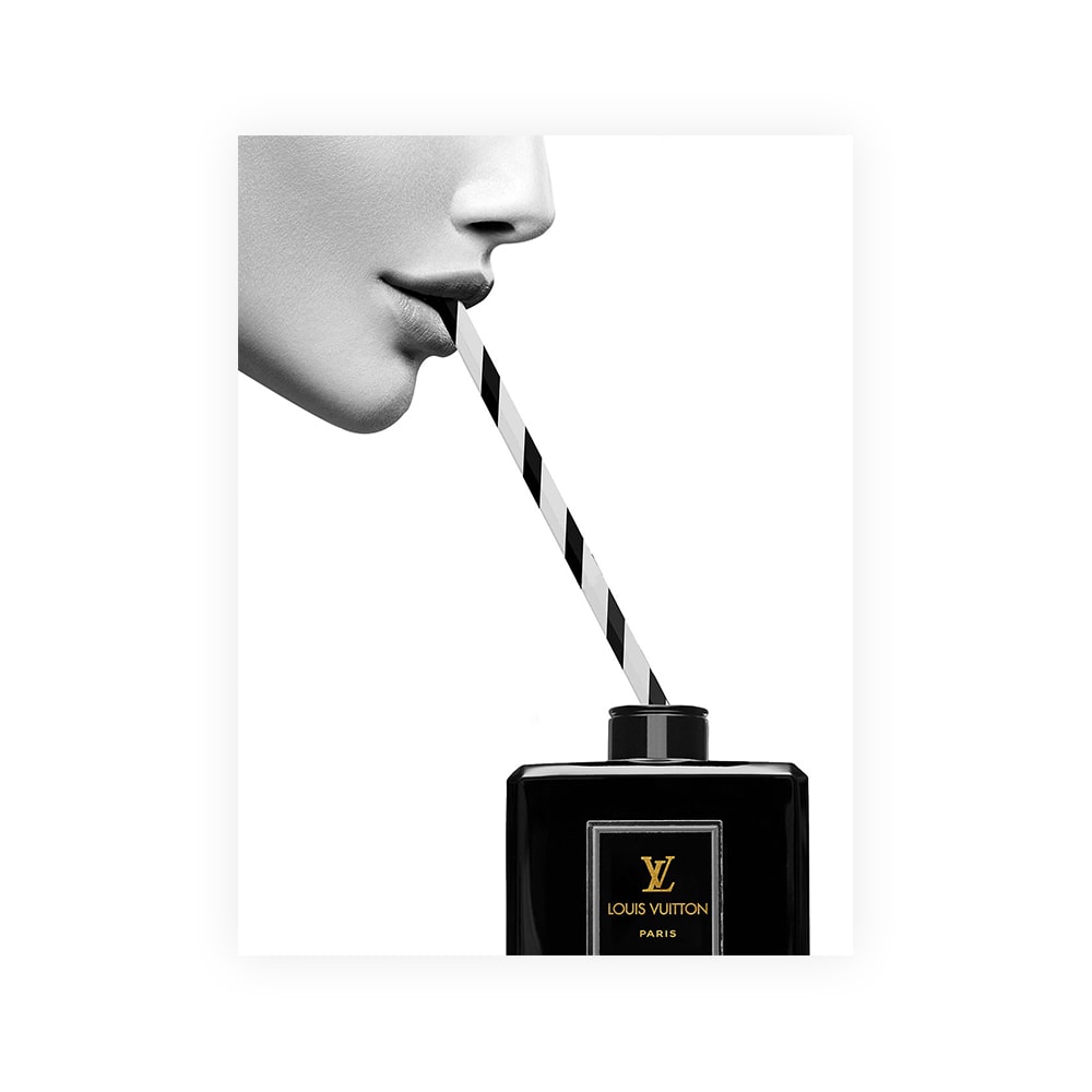 Glasschilderij - Louis Vuitton Drankje - 60 x 80 x 0,4 cm