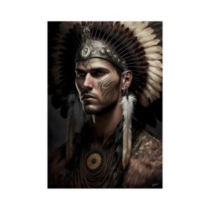 Glasschilderij - Indiaanse Man - 110 x 160 cm