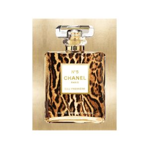 Glasschilderij - Chanel Fles Tijger - 60 x 80 cm